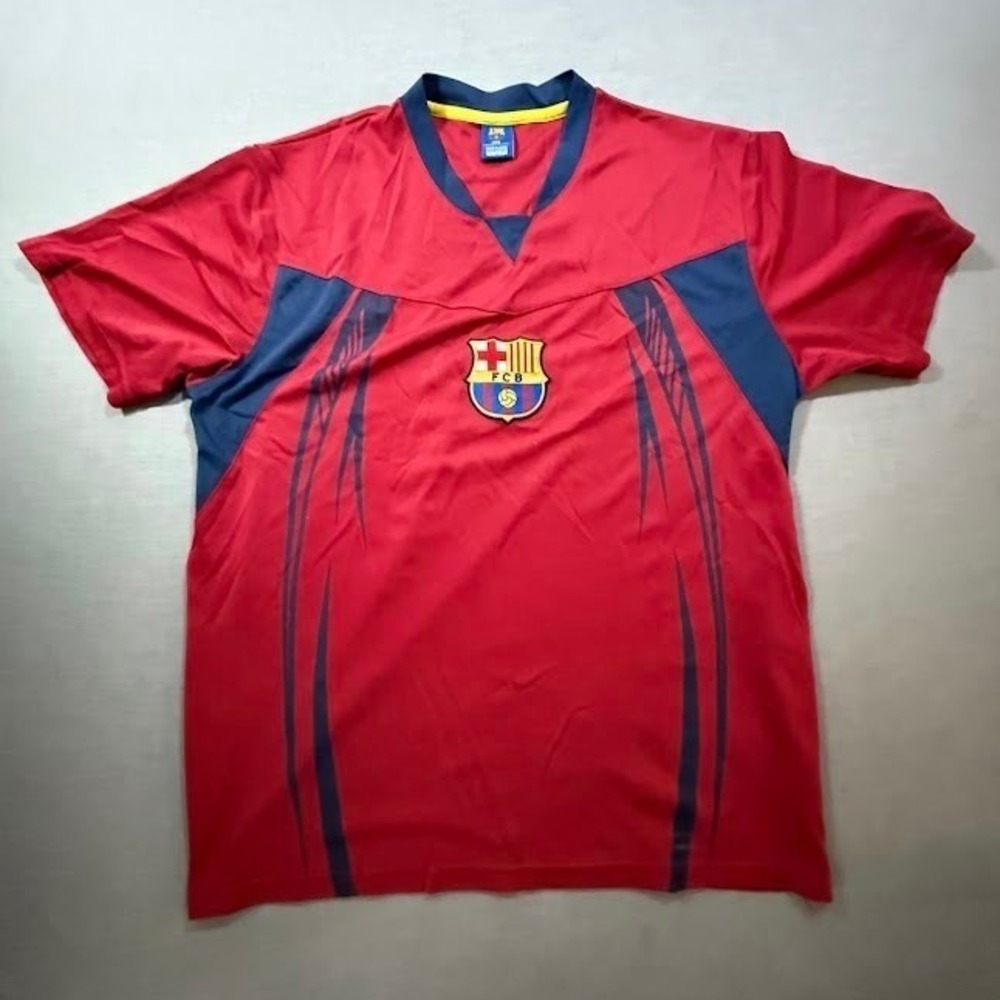 FC Barcelona Soccer Jersey Red Blank Mens L Short‎ Sleeve